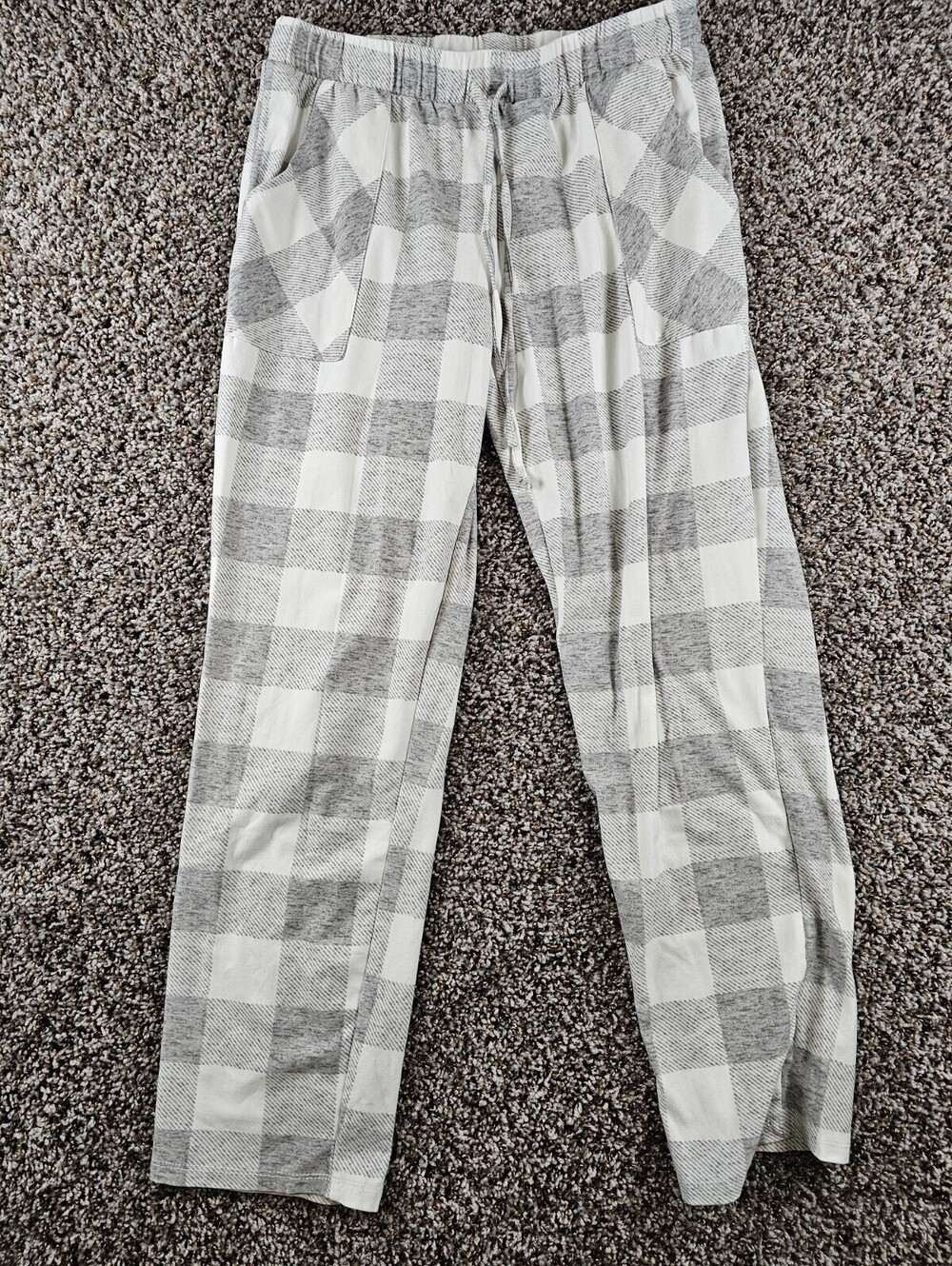 Lucky Brand Womens Sz S Pajama Lounge Pants Gray White Buffalo Plaid